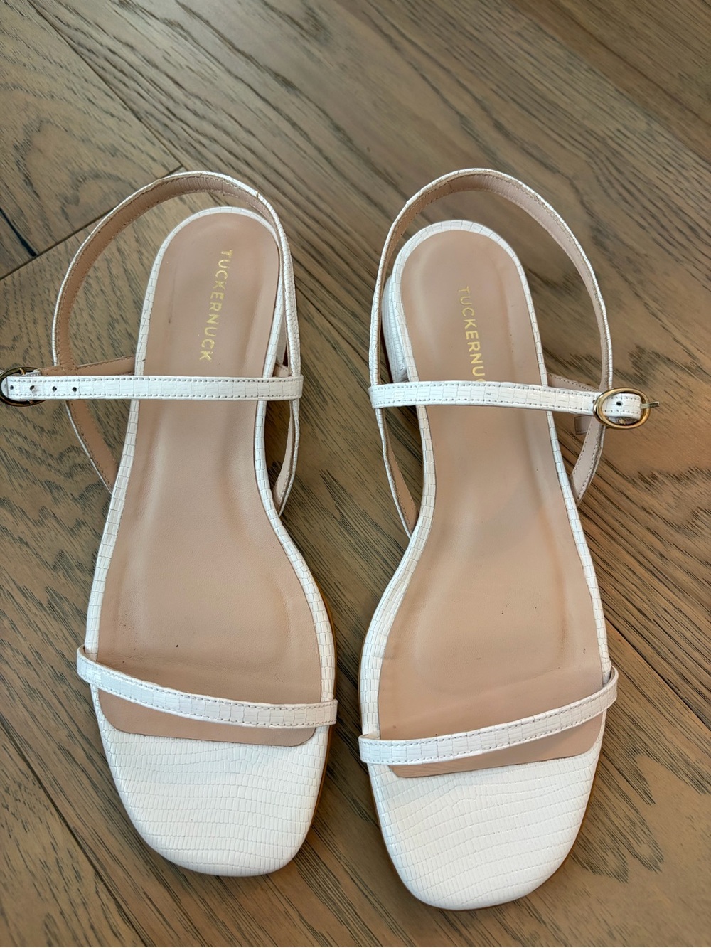 Tuckernuck White Strappy Slingback Sandals with Buckle